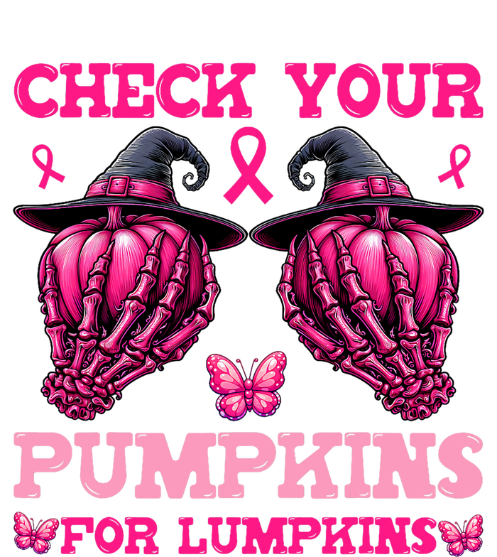 Check Your Pumpkins Breast Cancer For Lumpkins Skeleton Hand T-Shirt