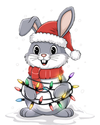 Bunny Santa Hat Christmas Tree Lights Xmas Rabbit Lover Funny Gift T-Shirt