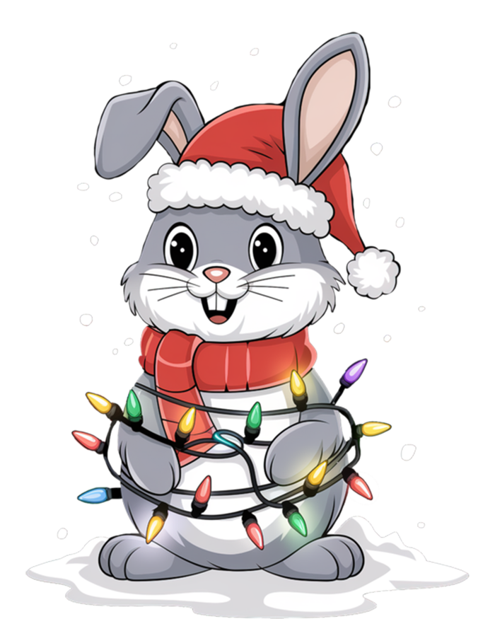 Bunny Santa Hat Christmas Tree Lights Xmas Rabbit Lover Funny Gift T-Shirt