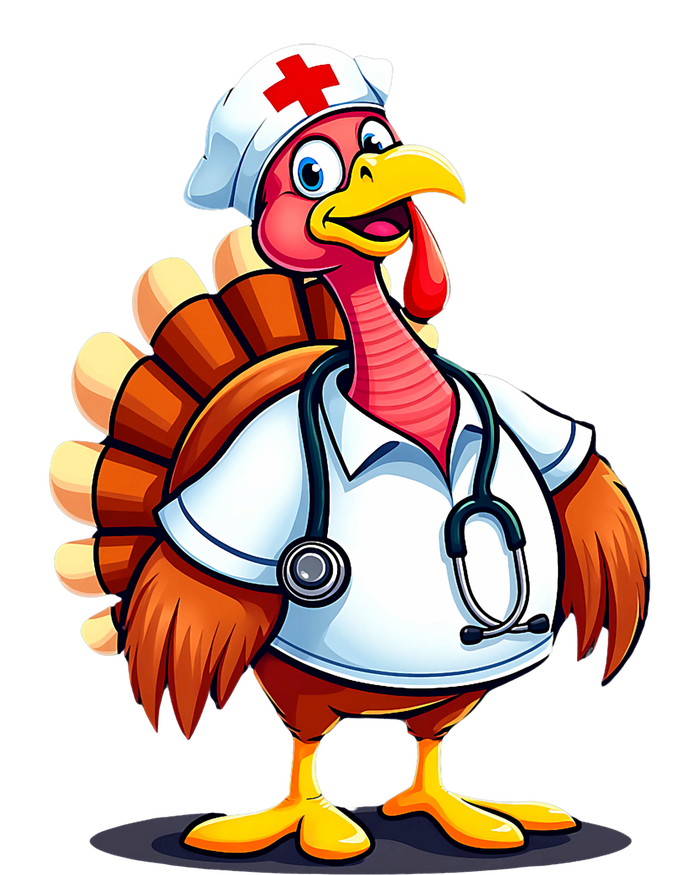 Funny Turkey Nurse Cartoon Thanksgiving Nurses T-Shirt