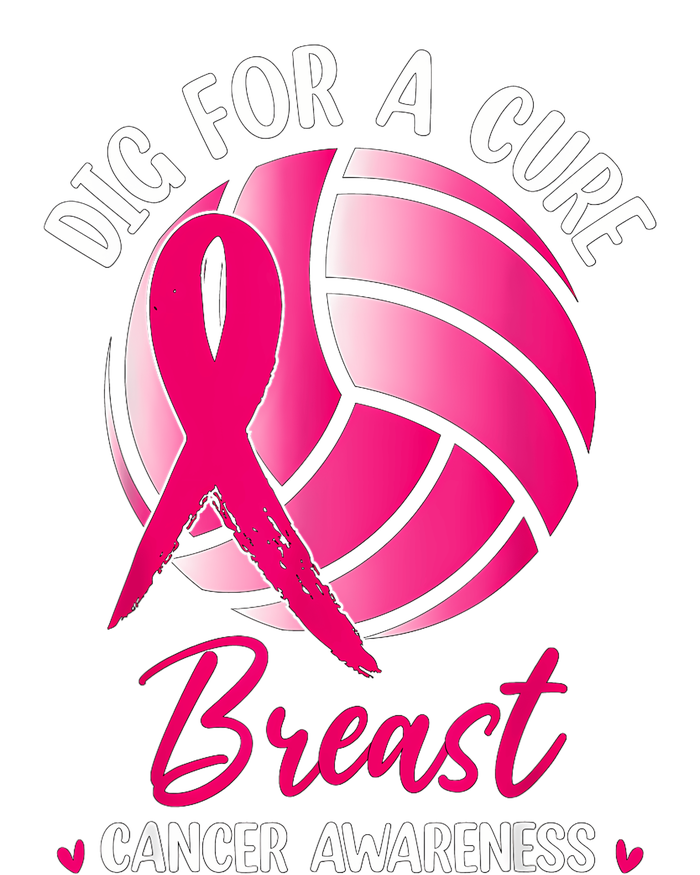 Dig For Cure Ribbon Volleyball Breast Cancer Awareness Tie-Dye T-Shirt