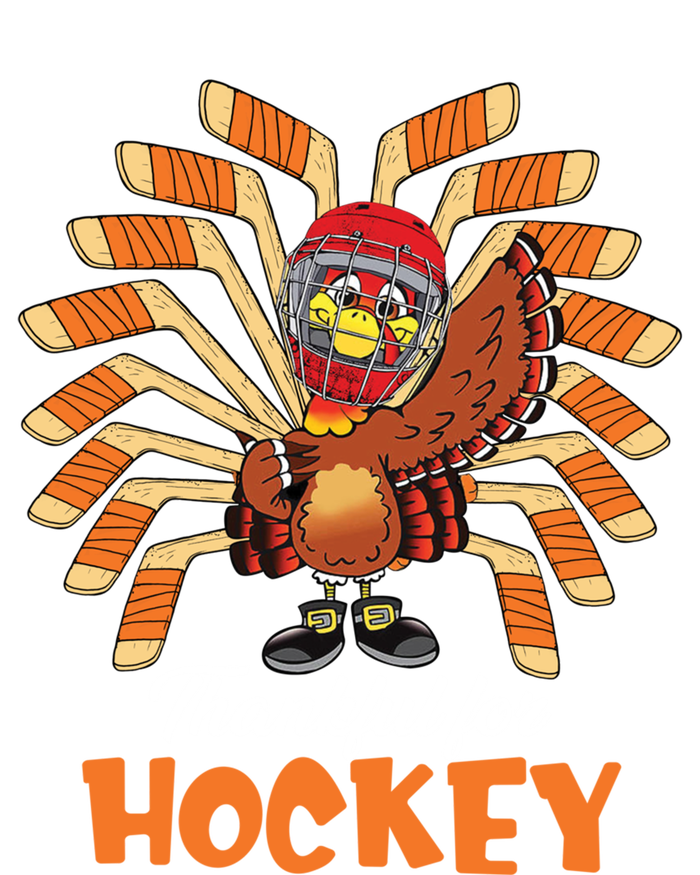 Thankful For Hockey Funny Turkey Thanksgiving Hockey Lover Cute Gift Sustainable Knit Beanie