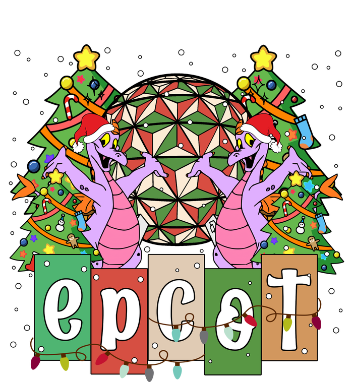 Epcot Merry Christmas Party Trip Figment Dragon Christmas Light T-Shirt