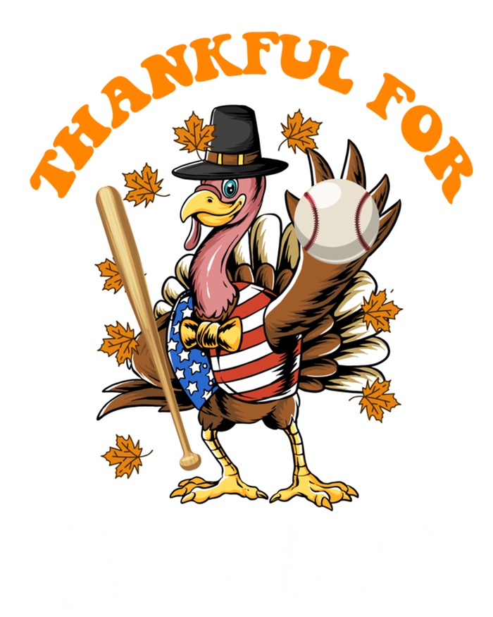 Thankful For Softball Turkey Funny Thanksgiving Softball Gift Tall Long Sleeve T-Shirt