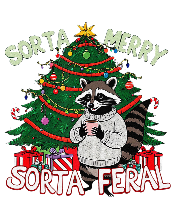 Funny Christmas Raccoon Sorta Merry Sorta Santa Feral Xmas Ladies PosiCharge Competitor Racerback Tank