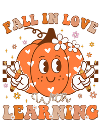 Retro Fall In Love With Learning Autumn Pumpkin Teacher Womens Cotton Relaxed Long Sleeve T-Shirt