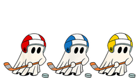 Cute Halloween Trick Or Treat Hockey Cute Ghost Funny Ice Hockey Gift Striped Beanie with Solid Band