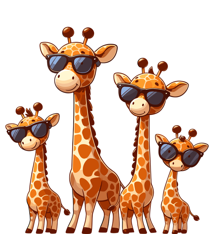 Giraffe Family Sunglasses Safari Zoo Lover Cartoon Giraffes Kids Tie-Dye T-Shirt