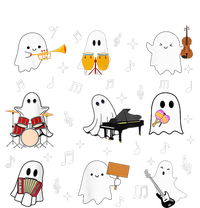 Halloween Music Teacher Ghost Playing Musical Instruments Kids T-Shirt