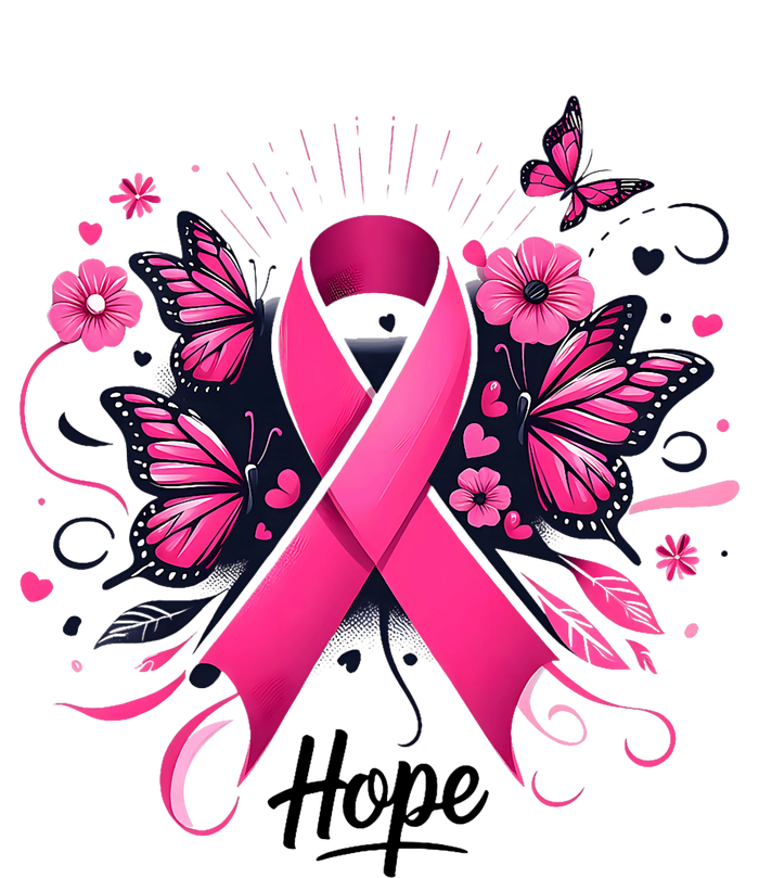 Hope Ribbon Butterfly Breast Cancer Awareness Women's Crop Top Tee