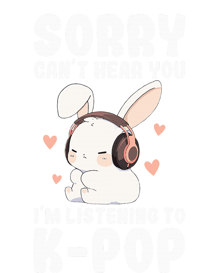 Kpop CanT Hear You IM Listening Kpop Cute Bunny Graphic Pom Pom 12in Knit Beanie