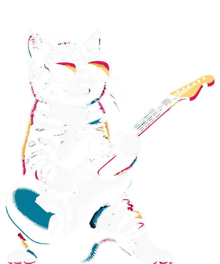 Guitar Cat Novelty Rock Music Band Concert Funny Cat T-Shirt