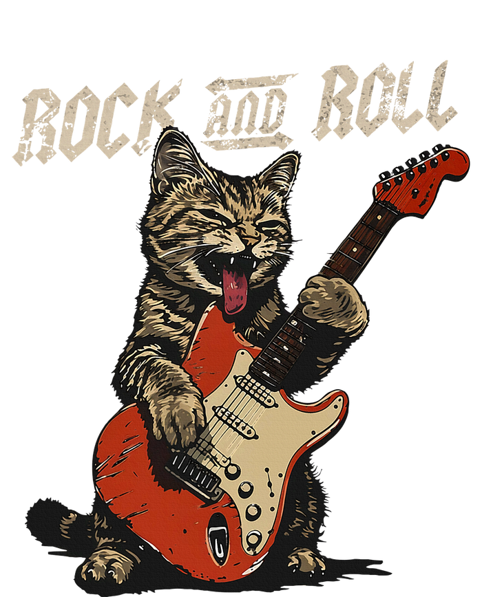 Rock And Roll Guitar Cat Vintage Rock Guitarist Cat T-Shirt