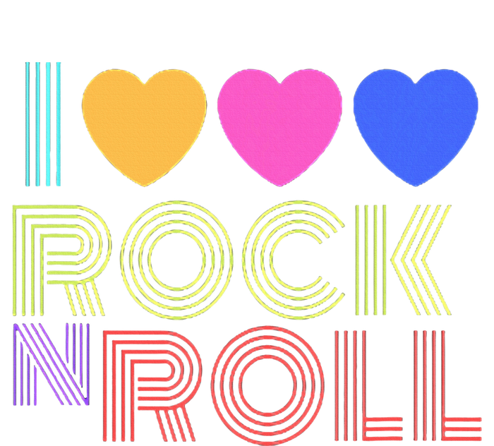 Retro 80s Hearts I Love Rock N Roll Music For Fans Young Tall Long Sleeve T-Shirt