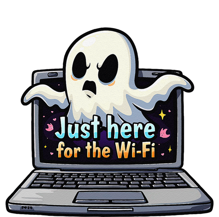 Funny Halloween Laptop Wifi Ghost Coffee Shop Computer T-Shirt