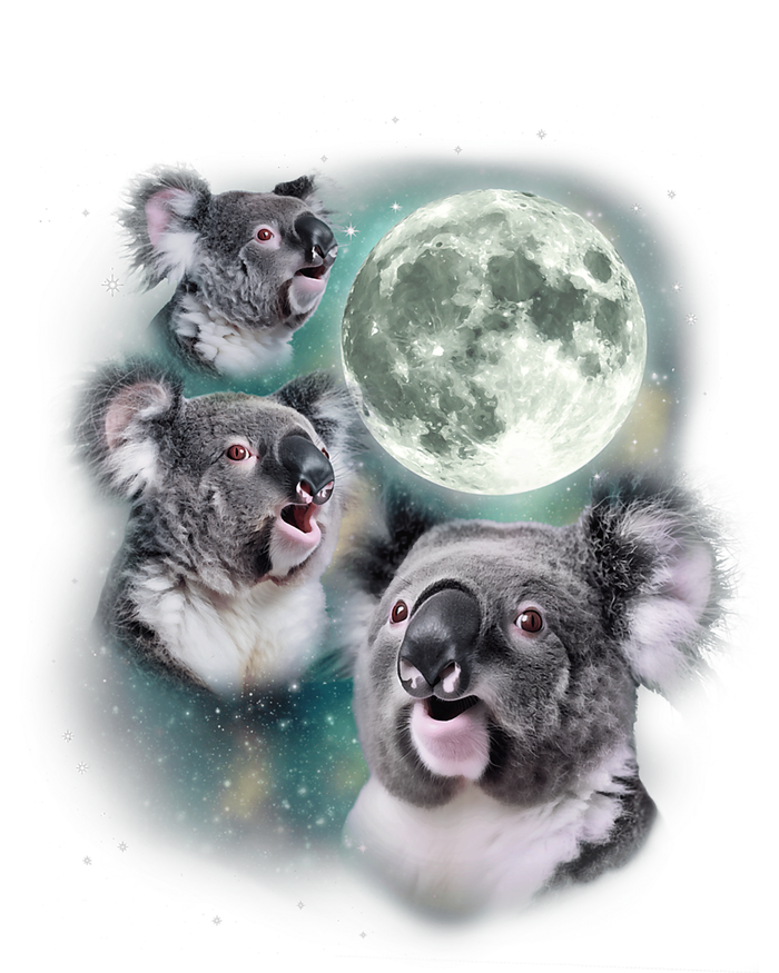 Three Koala Moon Cute Quirky Meme Howling Wildlife Koala Tie-Dye Long Sleeve Shirt