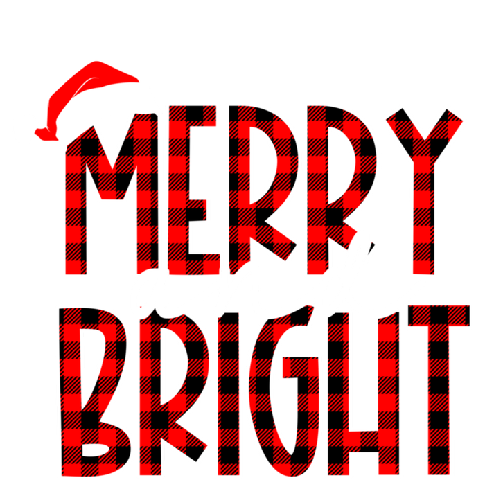 Merry And Bright Buffalo Plaid Red Santa Hat Christmas Xmas T-Shirt