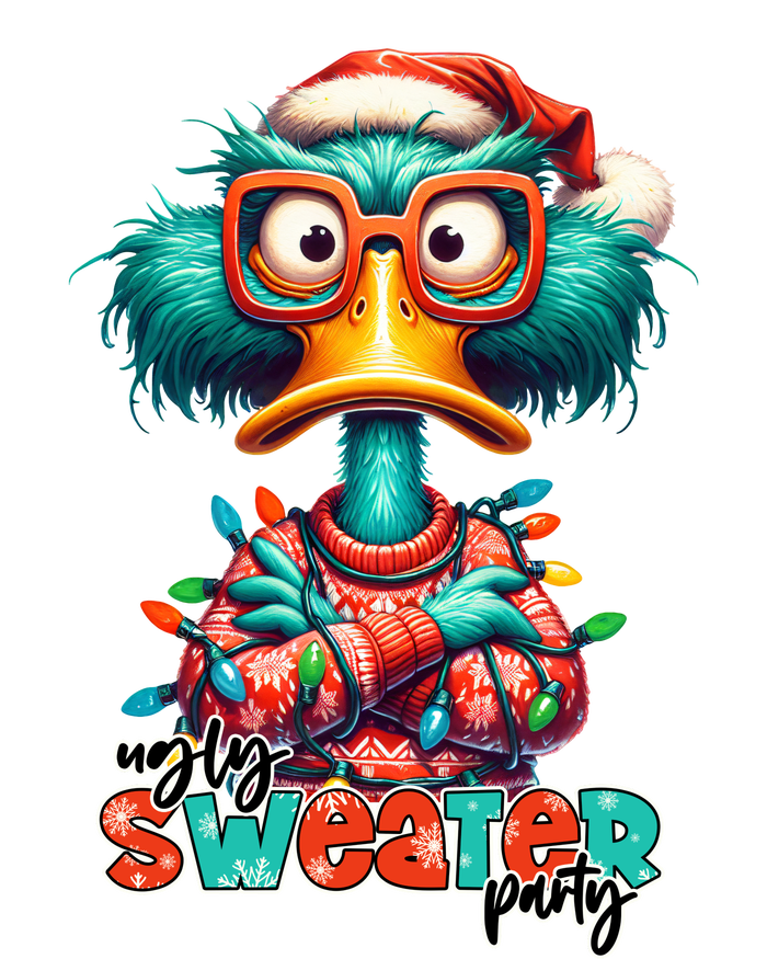 Ugly Sweater Party Funny Sarcastic Grumpy Duck Christmas T-Shirt