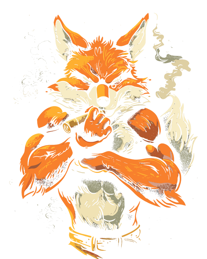 Fox Mean Muscular Fox Smoking Fox Cigar Fox Canvas