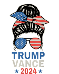 Trump Jd Vance Messy Bun Us Flag And Star Trump Vance 2024 Long Sleeve Shirt