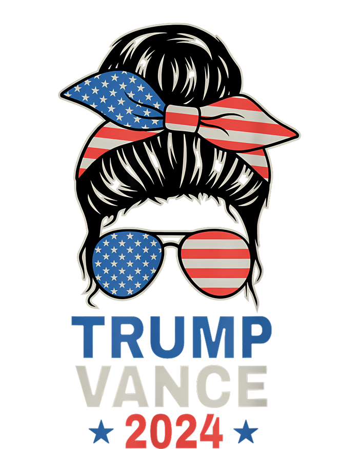 Trump Jd Vance Messy Bun Us Flag And Star Trump Vance 2024 Long Sleeve Shirt