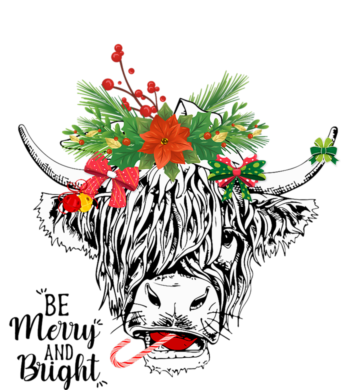 Be Merry And Bright Christmas Highland Cow Farming Farmer T-Shirt