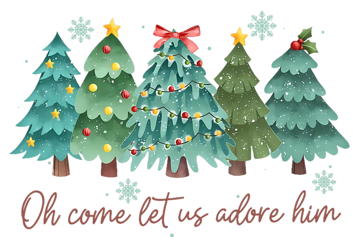 Oh Come Let Us Adore Him Funny Christian Christmas Tree Bow T-Shirt