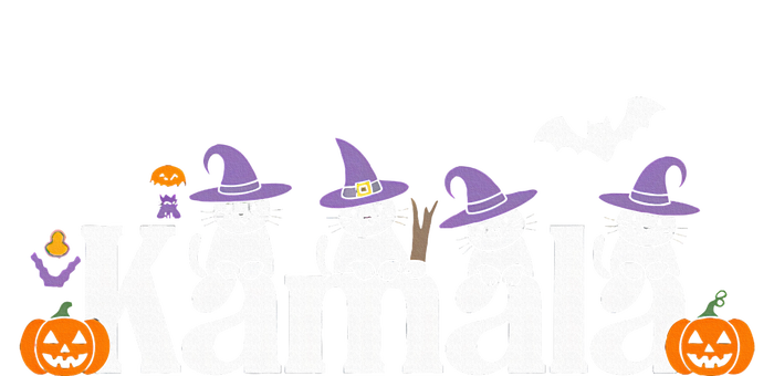 Kamala Harris Cat Lettering Funny Halloween Kamala Cat Kids T-Shirt