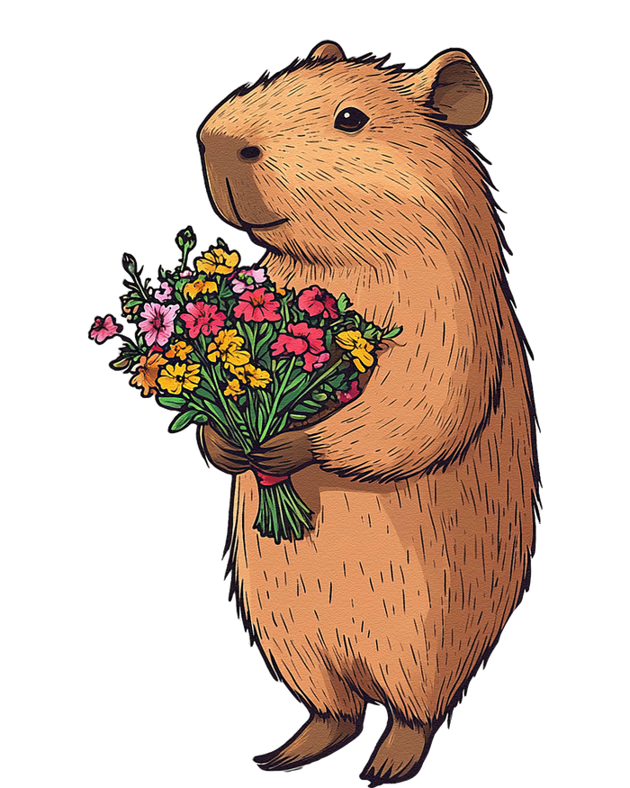 Cute Capybara Flower Bouquet Coaster