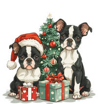 Cute Christmas Boston Terrier Dogs Santa Hat Christmas Tree Short Acrylic Beanie