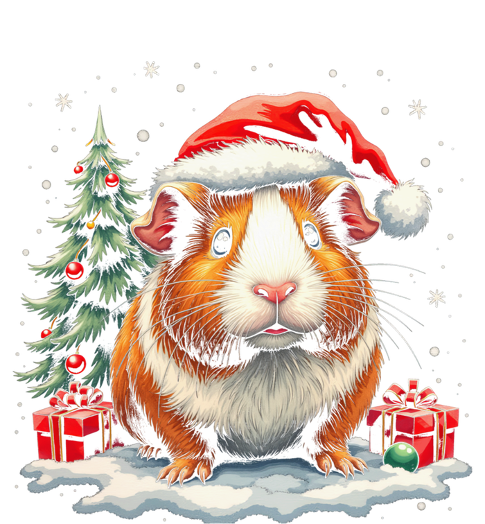 Cute Guinea Pig With Santa Hat And Snow Holiday Christmas T-Shirt