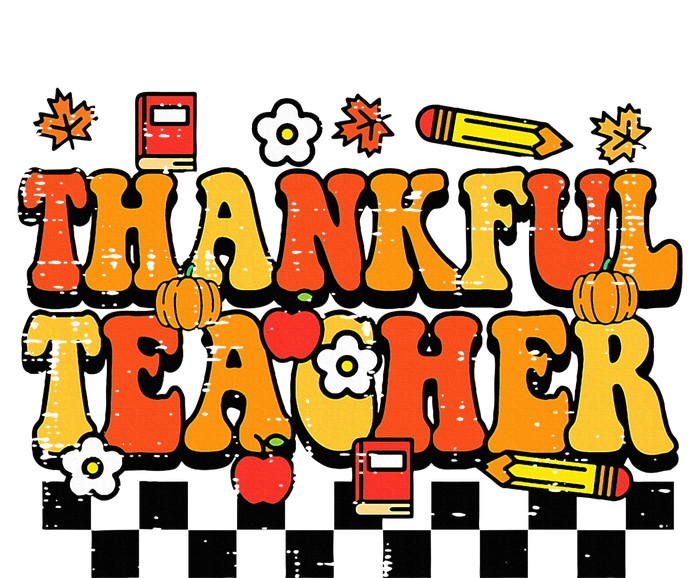 Thankful Teacher Retro Groovy Thanksgiving Fall T-Shirt