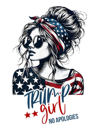 Trump Girl No Apologies Messy Bun Trump 2024 American Flag T-Shirt