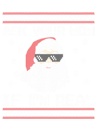 Ask Your Mom If IM Real Funny Ugly Christmas Santa Claus Women's Tri-Blend 3/4-Sleeve Raglan Shirt