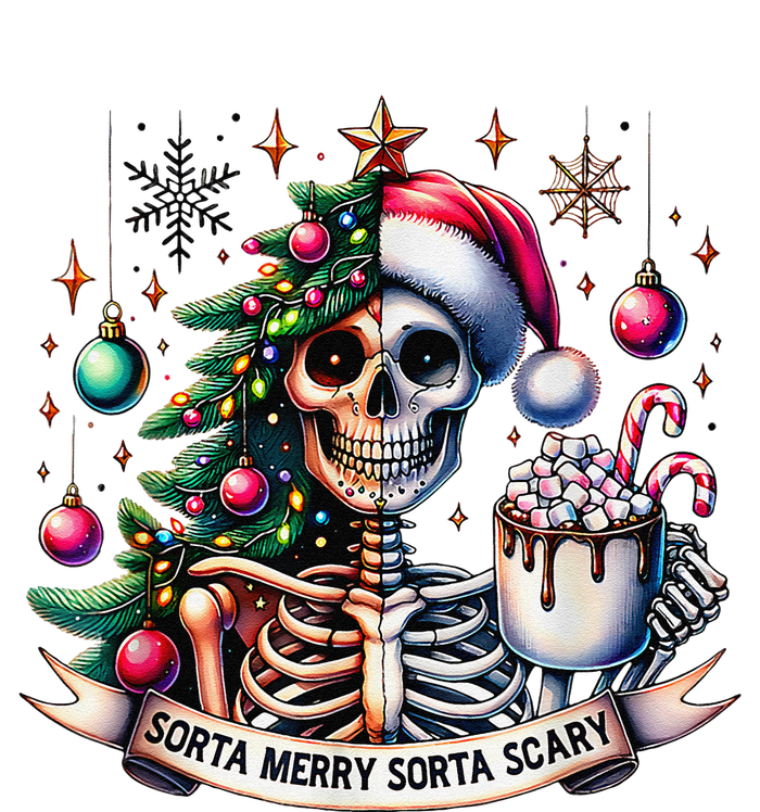 Funny Christmas Sorta Merry Sorta Scary Skeleton Xmas Tree Premium Hoodie