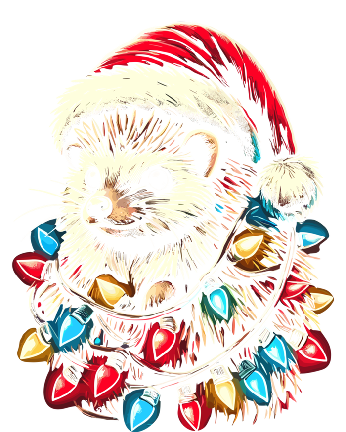 Hedgehog Christmas Lights Santa Hat Funny Gift Xmas Insulated Varsity Jacket