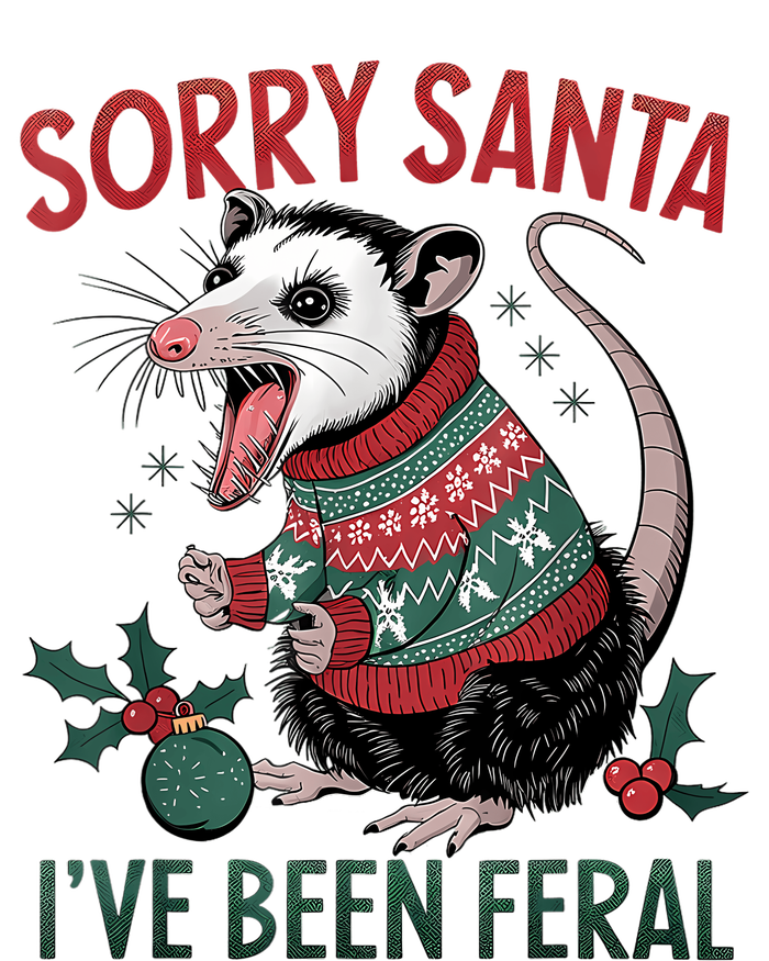 Sorry Santa IVe Been Feral Funny Feral Opossum Christmas Women's V-Neck T-Shirt