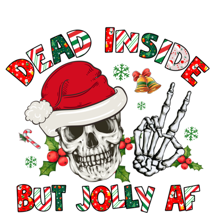 Dead Inside But Jolly Af Funny Skeleton Santa Hat Christmas Gift T-Shirt