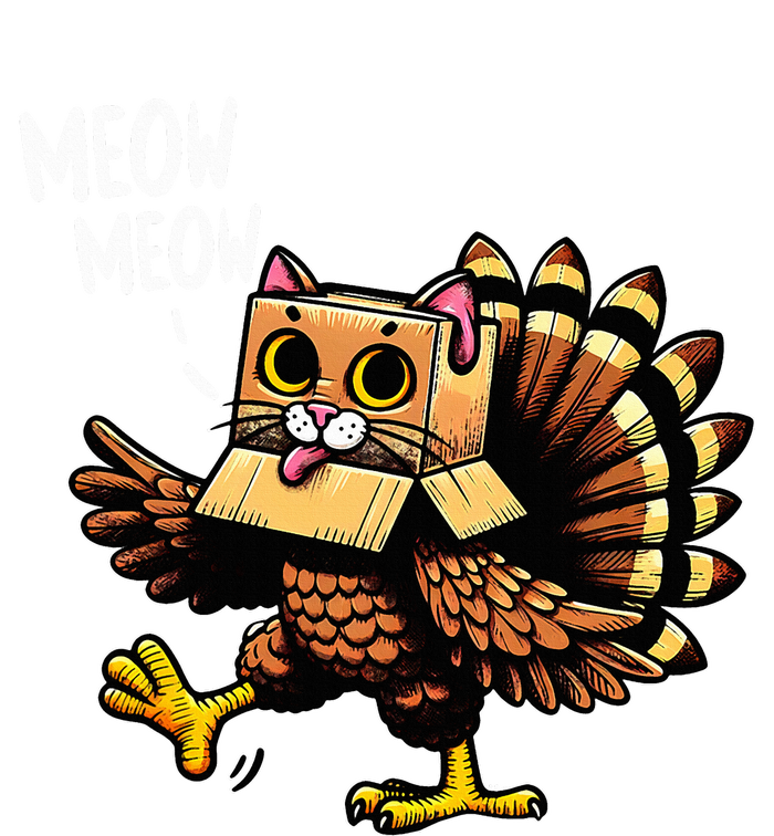 Funny Turkey Cat Meow Happy Thanksgiving Day Pom Pom 12in Knit Beanie