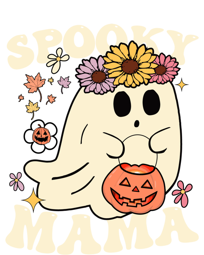 Groovy Spooky Mama Vibe Halloween Floral Ghost Spooky Season Gift Sustainable Knit Beanie