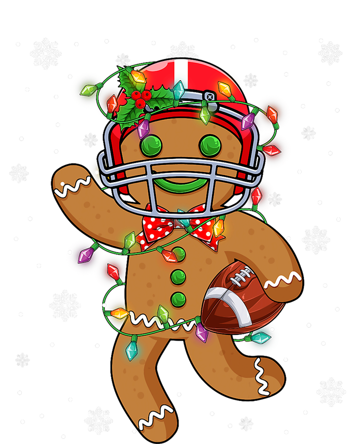 Gingerbread Santa Hat Playing Football Christmas Tree Lights T-Shirt