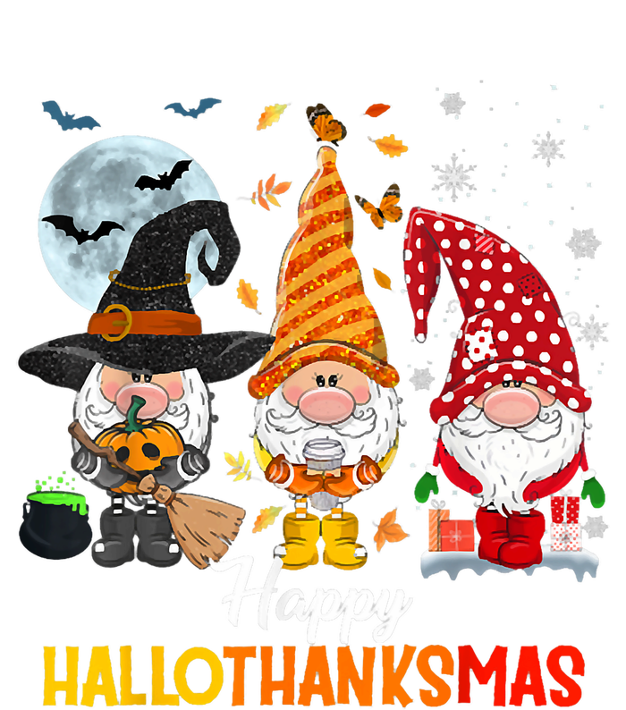 Gnomes Lover Halloween Merry Christmas Happy Hallothanksmas Women's Tri-Blend 3/4-Sleeve Raglan Shirt