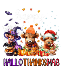 Happy Hallothanksmas Highland Cow Halloween Merry Christmas Long Sleeve Hooded Wearable Blanket