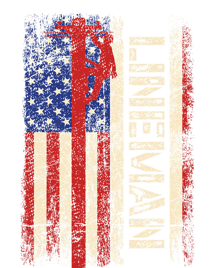 Lineman Us American Flag Patriotic Electrician Dad T-Shirt