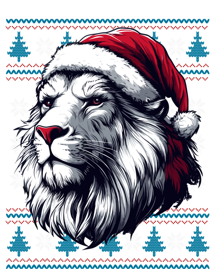 Ugly Christmas Lion Lovers Holiday Lion Santa Hat T-Shirt