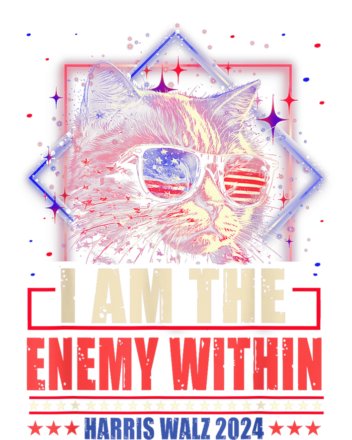 I Am The Enemy Within Harris Walz 2024 Usa Vote Cat Lovers V-Neck T-Shirt