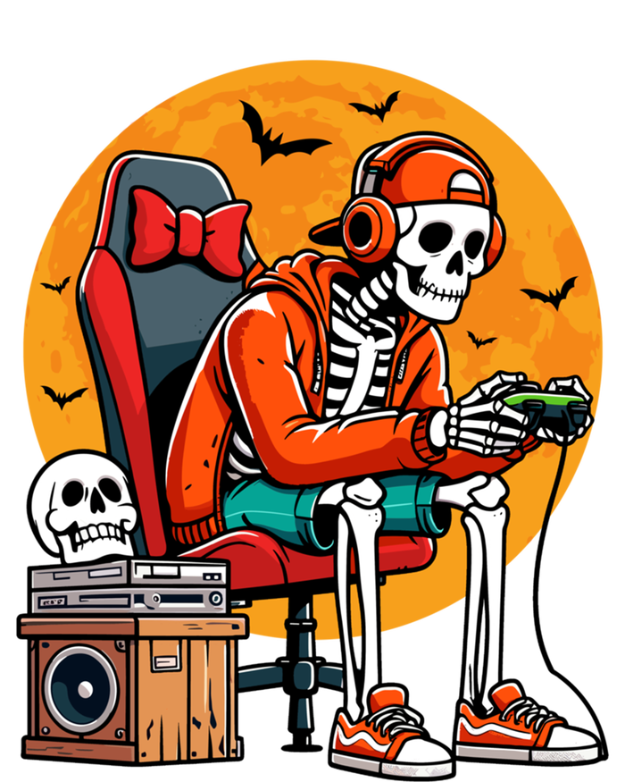 Halloween Skeleton Gamer Funny Video Gaming Halloween Cool Gift T-Shirt