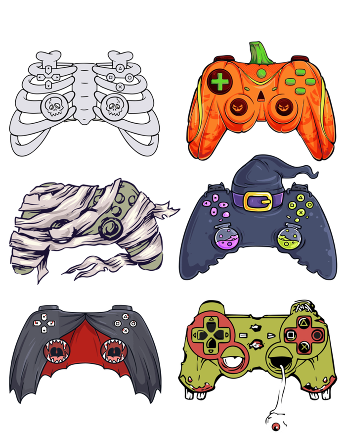 Halloween Skeleton Zombie Gaming Controllers Mummy Cute Gift Women's Tri-Blend 3/4-Sleeve Raglan Shirt