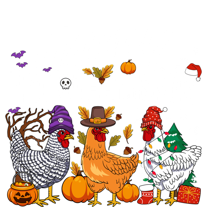 Happy Hallothanksmas Halloween Thanksgiving Xmas Chicken Cute Gift Tie-Dye T-Shirt