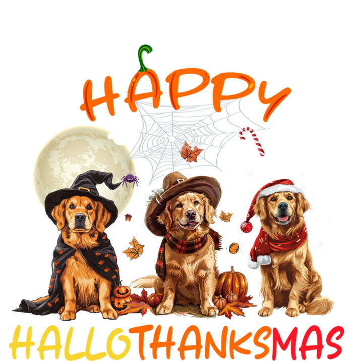 Happy Halloween Thanksgiving Christmas Golden Retriever Xmas Funny Gift Women's T-Shirt